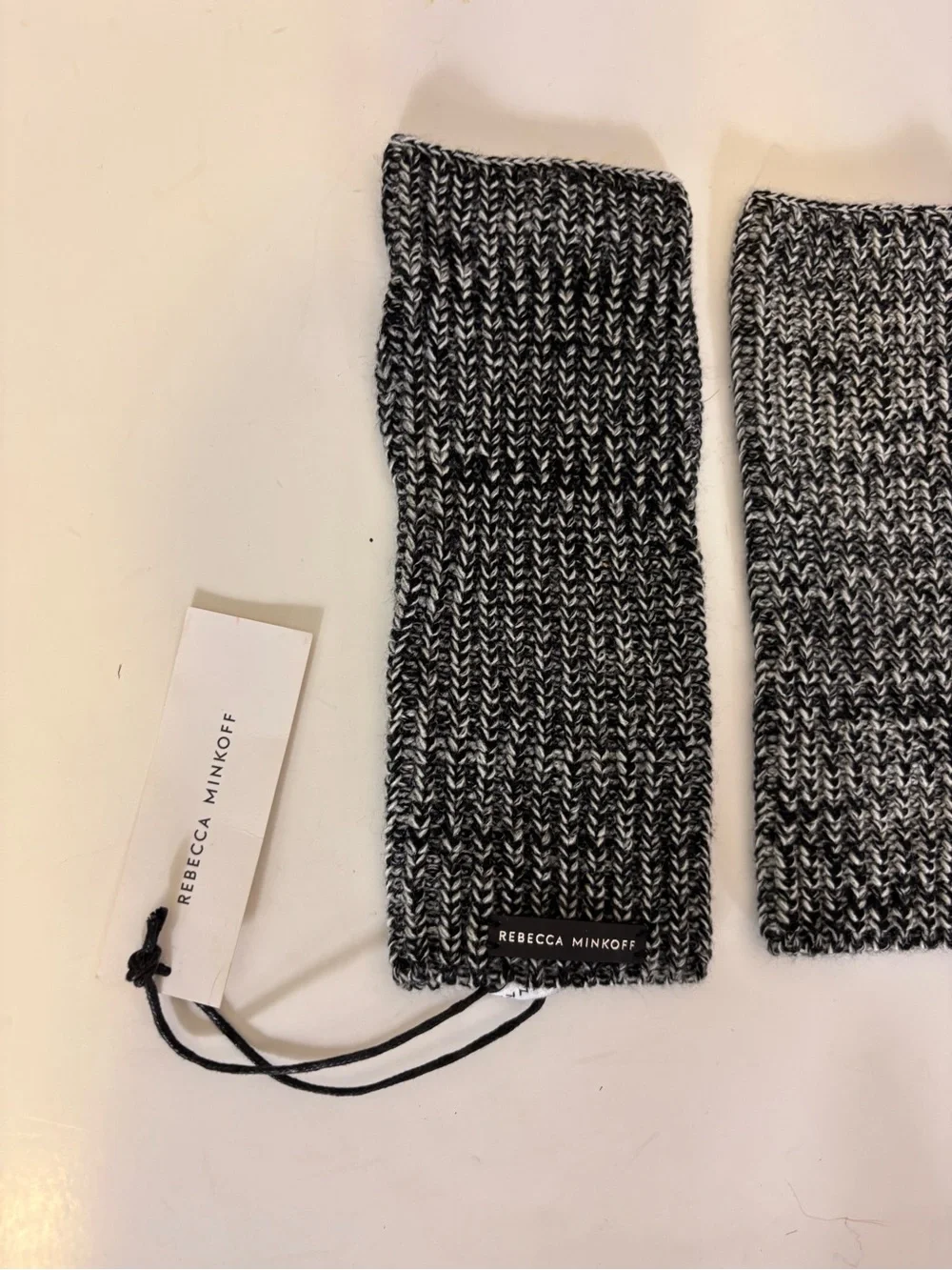 New Rebecca Minkoff Black and White Marled Knit Wrist Warmers One Size